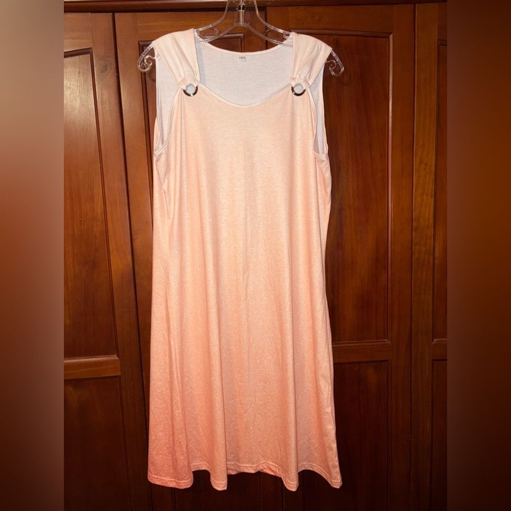 No tag Peach Sleeveless Dress with Ring Detail 20↔️39↕️ #1597